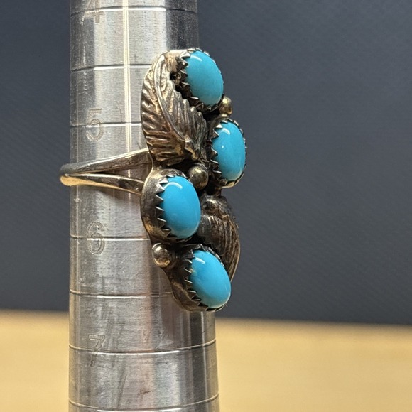 5.1g Sterling Silver Turquoise Ring Size 5.5 - Picture 2 of 8